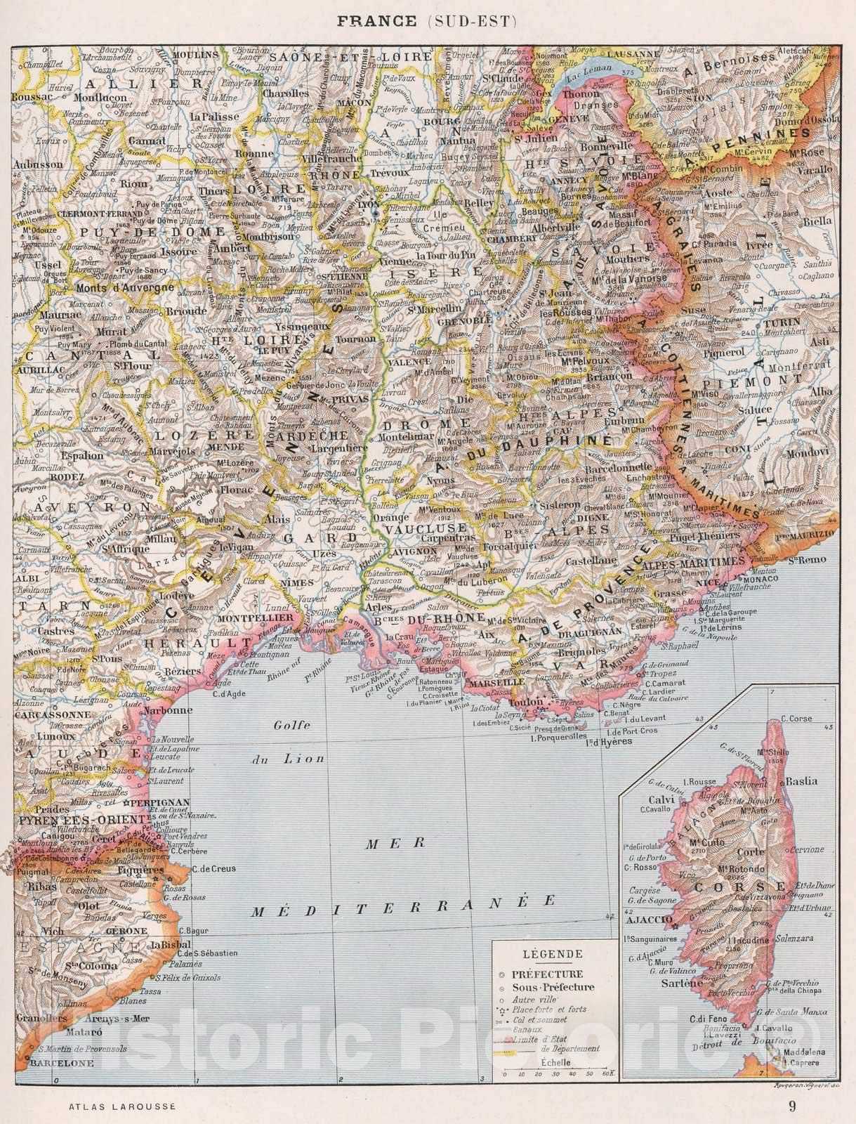 Amazon.com: Historic Map : World Atlas Map, France (Sud-Est). 1900